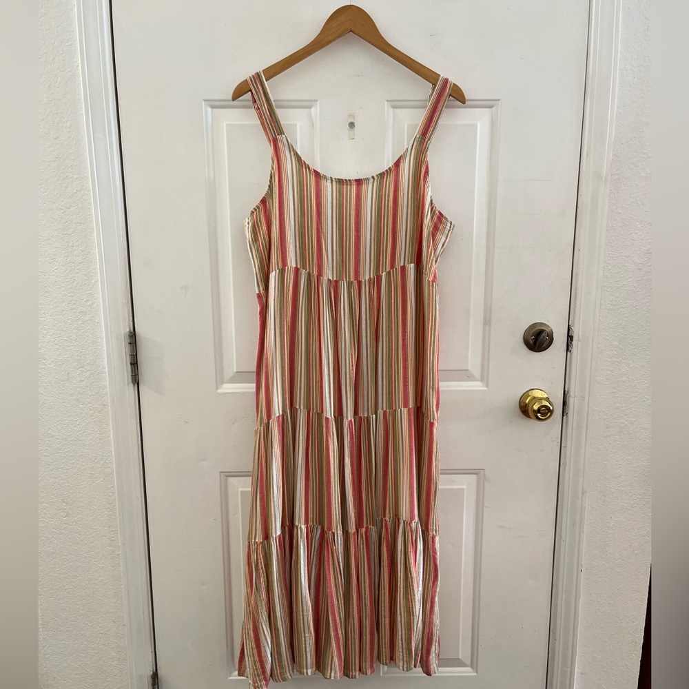 Linda Anderson Woman's Summer Sweetness Strip Tiered Beach Vacation Dress Sz XL - Picture 3 of 7